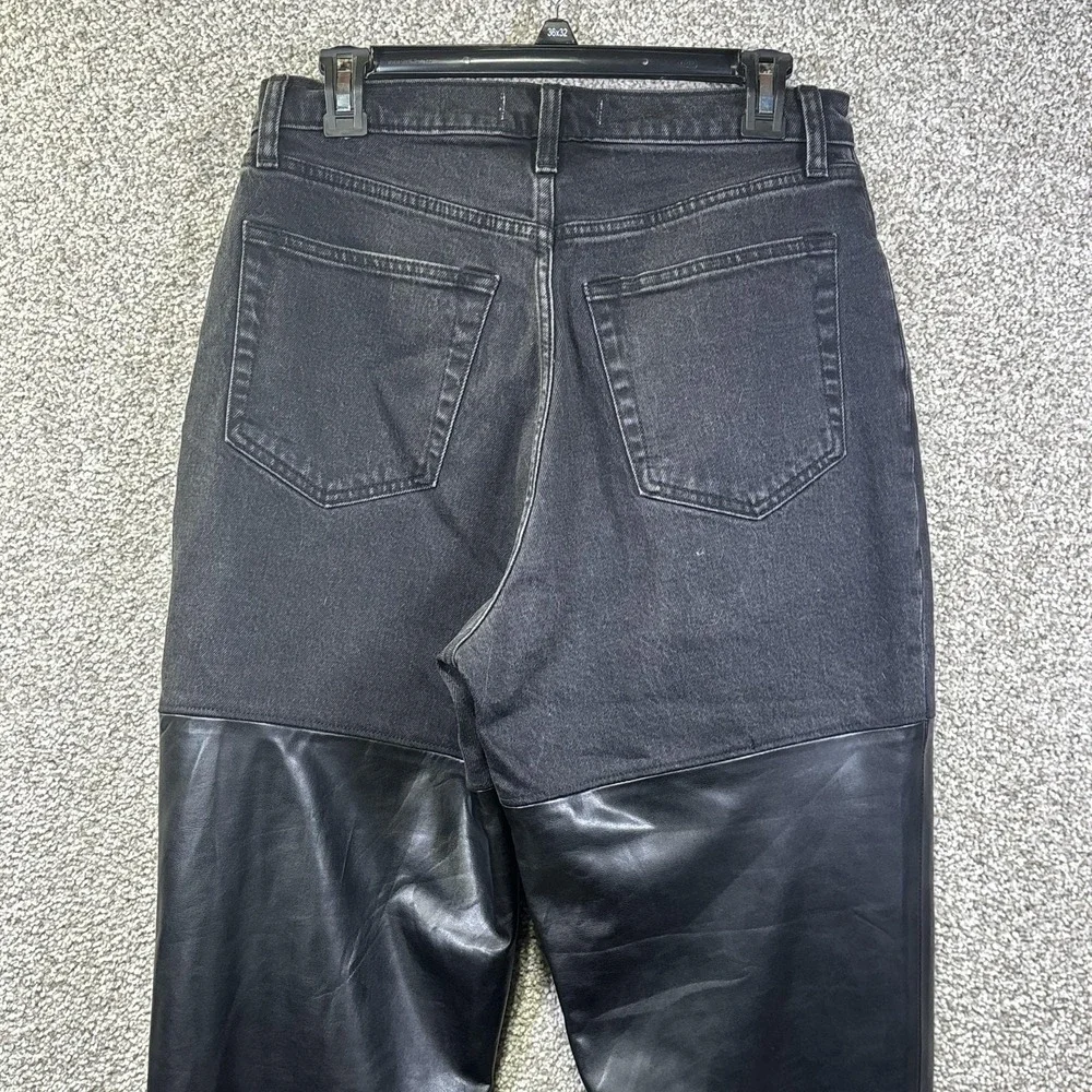 Abercrombie & Fitch 90s Straight Jeans Womens 30 Charcoal Faux Leather High Rise